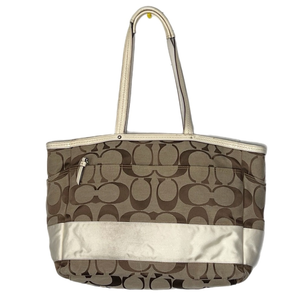Coach Signature Stripe Large Tote Travel Weekender Diaper Bag